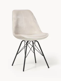 Sillas> Sillas tapizadas de terciopelo Eris, 2 uds. Terciopelo beige, negro mate