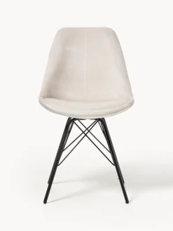 Sillas> Sillas tapizadas de terciopelo Eris, 2 uds. Terciopelo beige, negro mate