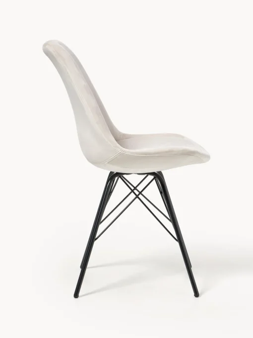 Sillas> Sillas tapizadas de terciopelo Eris, 2 uds. Terciopelo beige, negro mate