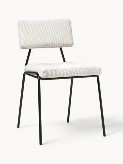 Sillas>Westwing Collection Sillas tapizadas en pana Mats, 2 uds. Pana blanca, negro