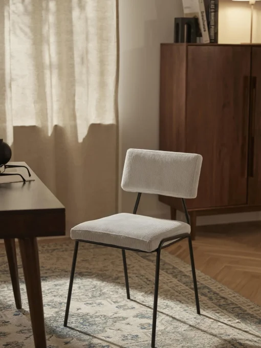 Sillas>Westwing Collection Sillas tapizadas en pana Mats, 2 uds. Pana blanca, negro