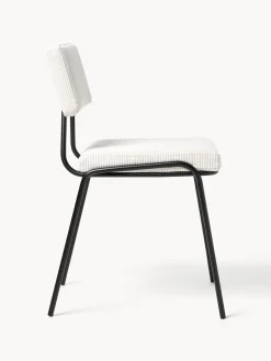 Sillas></noscript>Westwing Collection Sillas tapizadas en pana Mats, 2 uds. Pana blanca, negro
