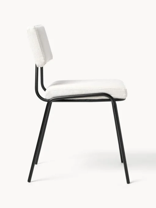 Sillas>Westwing Collection Sillas tapizadas en pana Mats, 2 uds. Pana blanca, negro