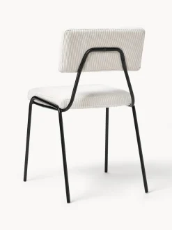 Sillas></noscript>Westwing Collection Sillas tapizadas en pana Mats, 2 uds. Pana blanca, negro