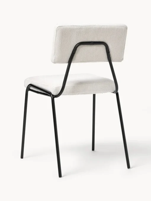 Sillas>Westwing Collection Sillas tapizadas en pana Mats, 2 uds. Pana blanca, negro