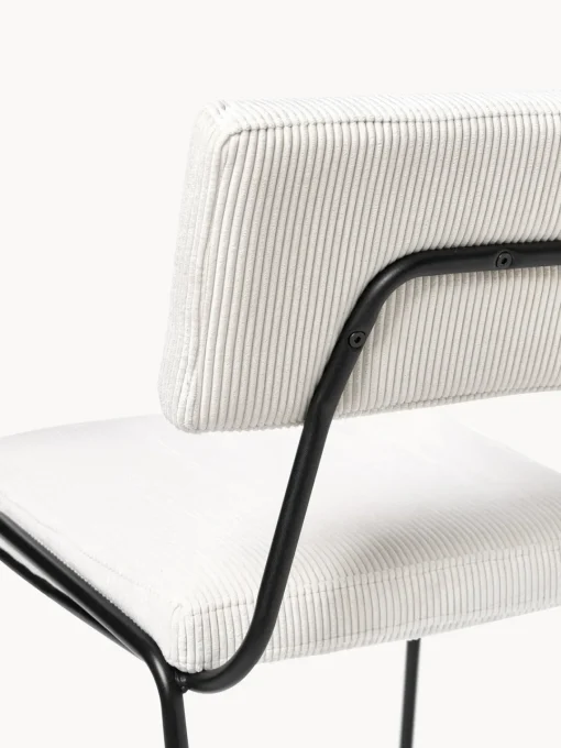 Sillas>Westwing Collection Sillas tapizadas en pana Mats, 2 uds. Pana blanca, negro