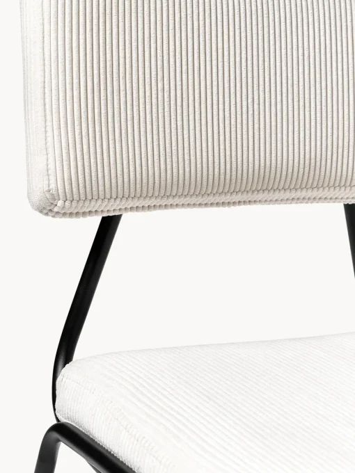 Sillas>Westwing Collection Sillas tapizadas en pana Mats, 2 uds. Pana blanca, negro