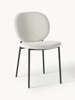 Sillas>Westwing Collection Sillas tapizadas en tejido bouclé Ulrica, 2 uds. Bouclé Off White, negro