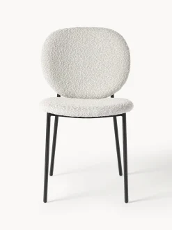 Sillas></noscript>Westwing Collection Sillas tapizadas en tejido bouclé Ulrica, 2 uds. Bouclé Off White, negro