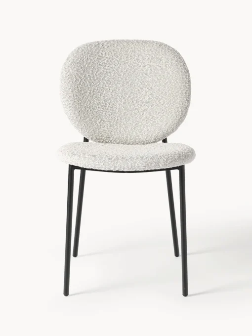 Sillas>Westwing Collection Sillas tapizadas en tejido bouclé Ulrica, 2 uds. Bouclé Off White, negro