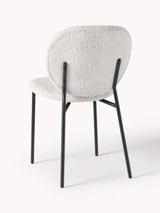Sillas>Westwing Collection Sillas tapizadas en tejido bouclé Ulrica, 2 uds. Bouclé Off White, negro