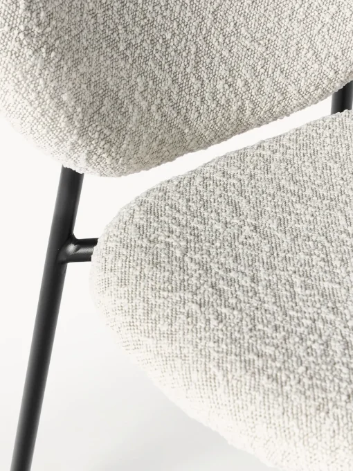 Sillas>Westwing Collection Sillas tapizadas en tejido bouclé Ulrica, 2 uds. Bouclé Off White, negro