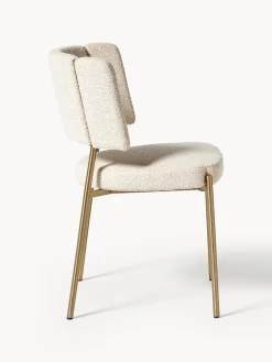 Sillas></noscript>Westwing Collection Sillas tapizadas en tejido bouclé Samantha, 2 uds. Bouclé blanco Off White, dorado
