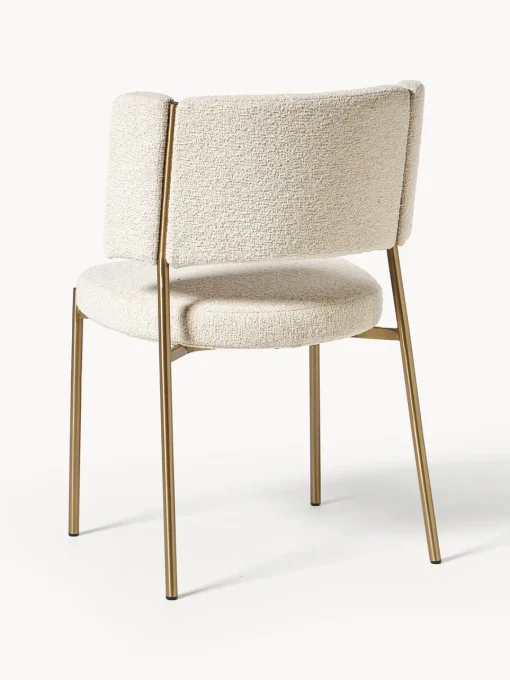 Sillas>Westwing Collection Sillas tapizadas en tejido bouclé Samantha, 2 uds. Bouclé blanco Off White, dorado