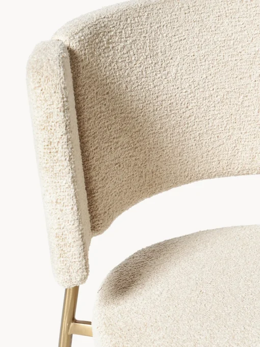 Sillas>Westwing Collection Sillas tapizadas en tejido bouclé Samantha, 2 uds. Bouclé blanco Off White, dorado