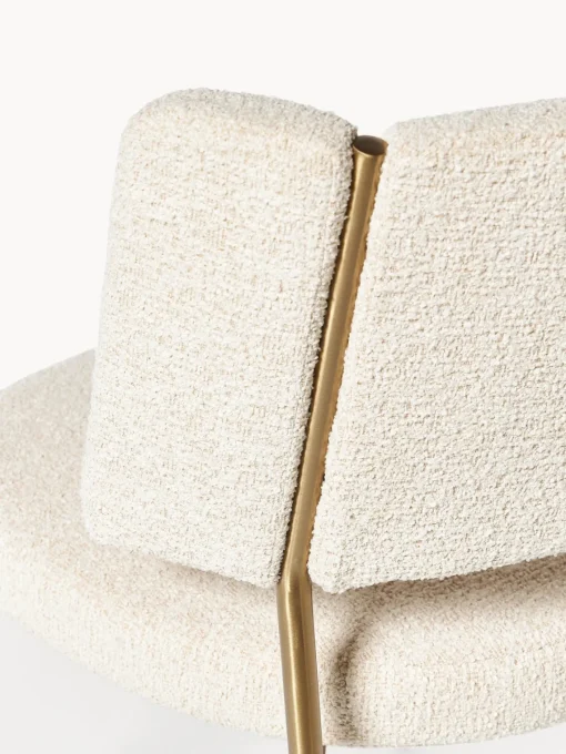 Sillas>Westwing Collection Sillas tapizadas en tejido bouclé Samantha, 2 uds. Bouclé blanco Off White, dorado