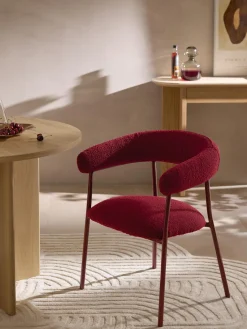Sillas>Westwing Collection Sillas tapizadas en tejido bouclé Thiago, 2 uds. Bouclé rojo vino, rojo vino mate