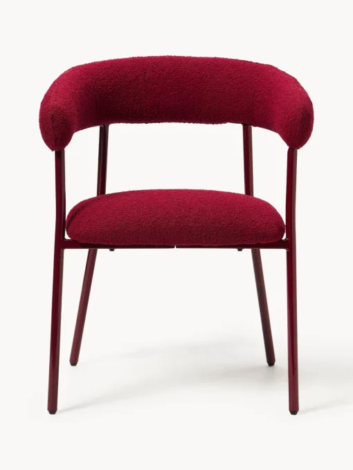 Sillas>Westwing Collection Sillas tapizadas en tejido bouclé Thiago, 2 uds. Bouclé rojo vino, rojo vino mate