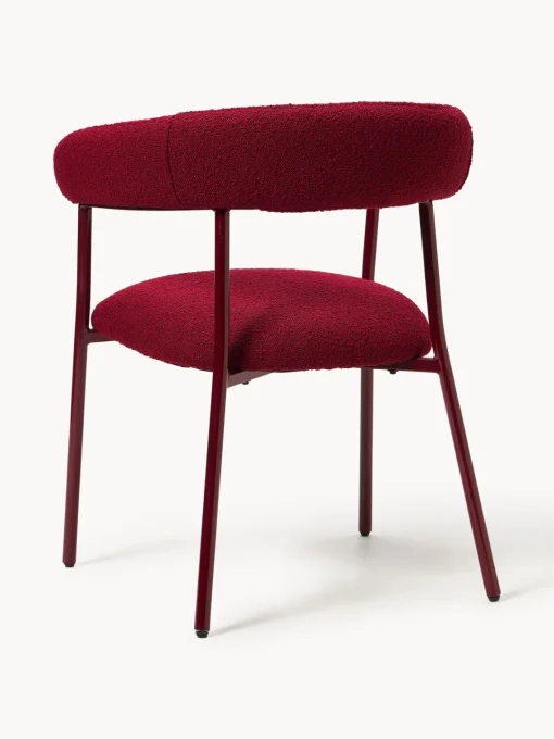 Sillas>Westwing Collection Sillas tapizadas en tejido bouclé Thiago, 2 uds. Bouclé rojo vino, rojo vino mate