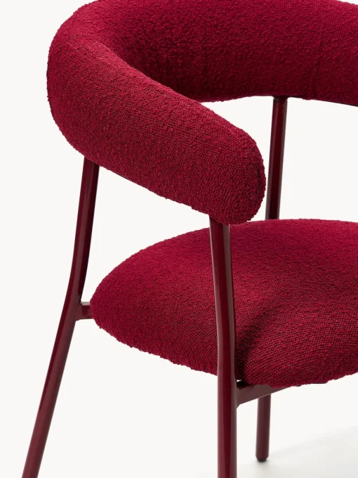 Sillas>Westwing Collection Sillas tapizadas en tejido bouclé Thiago, 2 uds. Bouclé rojo vino, rojo vino mate