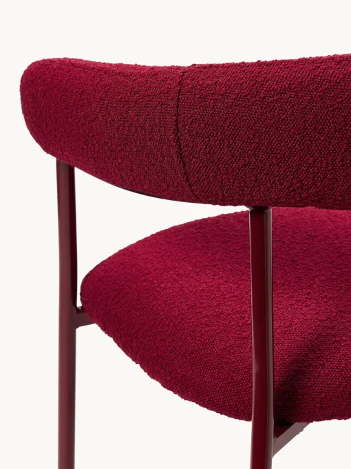 Sillas>Westwing Collection Sillas tapizadas en tejido bouclé Thiago, 2 uds. Bouclé rojo vino, rojo vino mate
