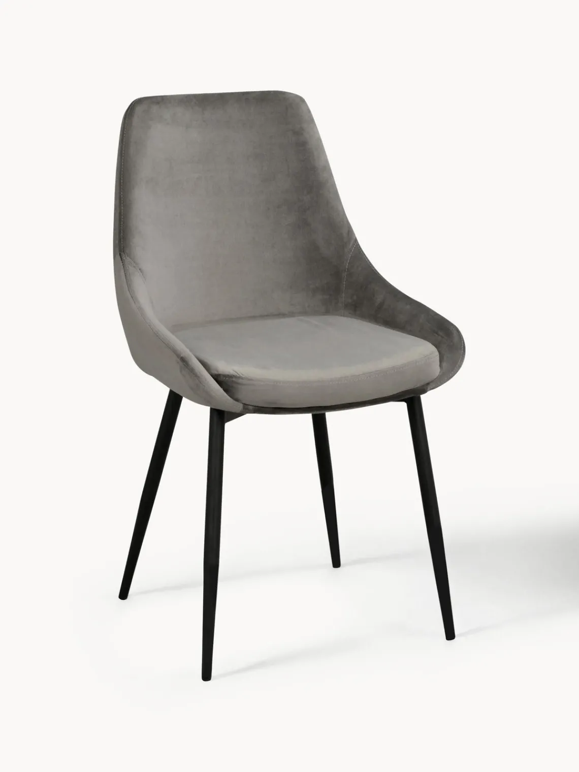 Sillas>Rowico Home Sillas tapizadas en terciopelo Sierra, 2 uds. Terciopelo gris