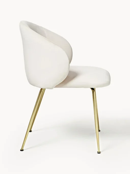 Sillas>Westwing Collection Sillas tapizadas en terciopelo Luisa, 2 uds. Terciopelo blanco crema, dorado brillante