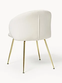Sillas></noscript>Westwing Collection Sillas tapizadas en terciopelo Luisa, 2 uds. Terciopelo blanco crema, dorado brillante