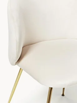 Sillas></noscript>Westwing Collection Sillas tapizadas en terciopelo Luisa, 2 uds. Terciopelo blanco crema, dorado brillante