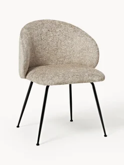 Sillas>Westwing Collection Sillas tapizadas Luisa, 2 uds. Tejido taupe/beige, negro mate