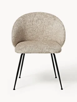 Sillas></noscript>Westwing Collection Sillas tapizadas Luisa, 2 uds. Tejido taupe/beige, negro mate