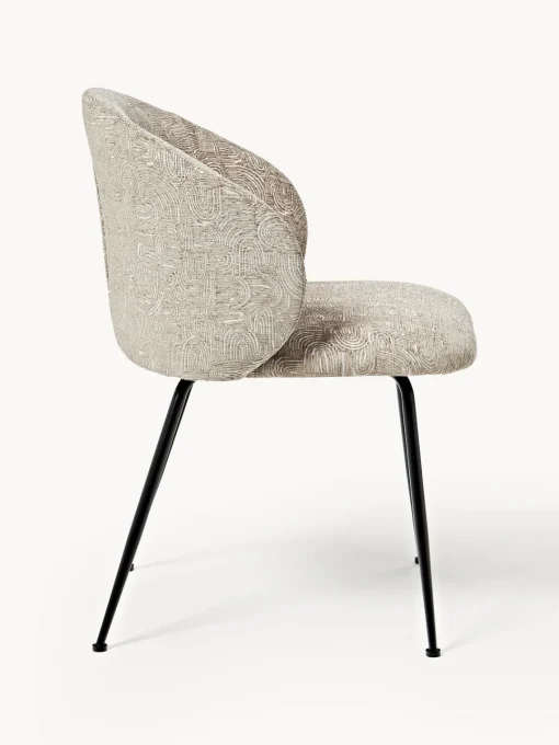 Sillas>Westwing Collection Sillas tapizadas Luisa, 2 uds. Tejido taupe/beige, negro mate