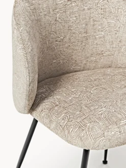 Sillas></noscript>Westwing Collection Sillas tapizadas Luisa, 2 uds. Tejido taupe/beige, negro mate