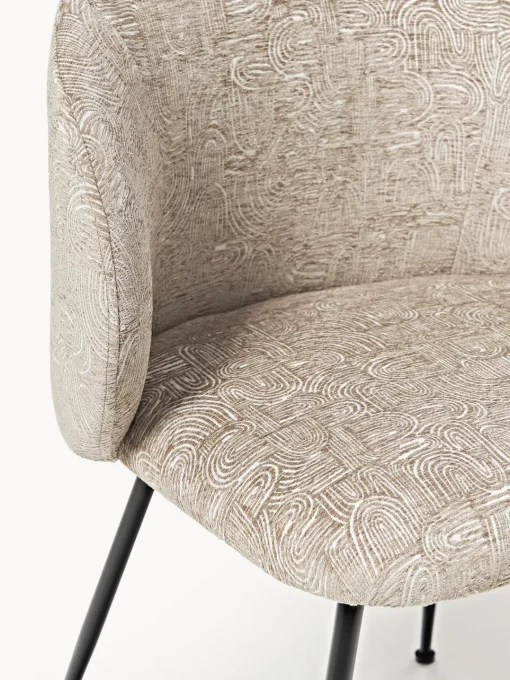 Sillas>Westwing Collection Sillas tapizadas Luisa, 2 uds. Tejido taupe/beige, negro mate