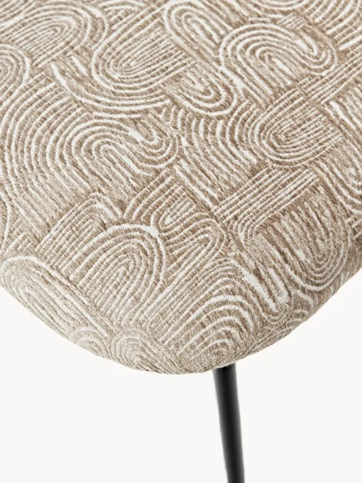 Sillas>Westwing Collection Sillas tapizadas Luisa, 2 uds. Tejido taupe/beige, negro mate