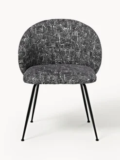 Sillas></noscript>Westwing Collection Sillas tapizadas Luisa, 2 uds. Tejido negro/beige, negro mate