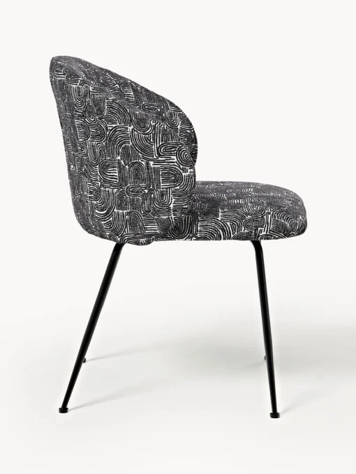 Sillas>Westwing Collection Sillas tapizadas Luisa, 2 uds. Tejido negro/beige, negro mate
