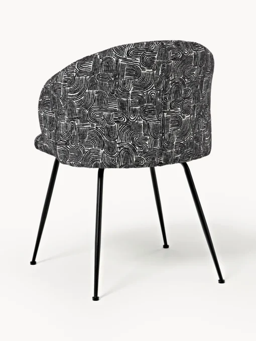 Sillas>Westwing Collection Sillas tapizadas Luisa, 2 uds. Tejido negro/beige, negro mate