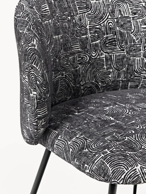 Sillas>Westwing Collection Sillas tapizadas Luisa, 2 uds. Tejido negro/beige, negro mate