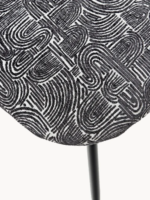 Sillas>Westwing Collection Sillas tapizadas Luisa, 2 uds. Tejido negro/beige, negro mate