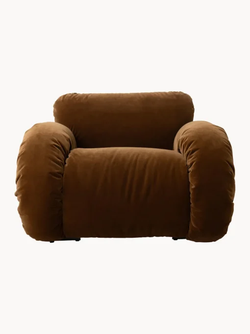 Sillones Pequeños|Sillones>HKLIVING Sillón artesanal de terciopelo Arc Terciopelo marrón, blanco crema