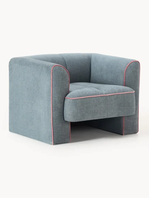 Butacas|Sillones>Westwing Collection Sillón Bobi Tejido azul, rosa palo
