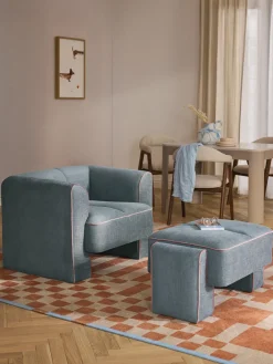 Butacas|Sillones>Westwing Collection Sillón Bobi Tejido azul, rosa palo