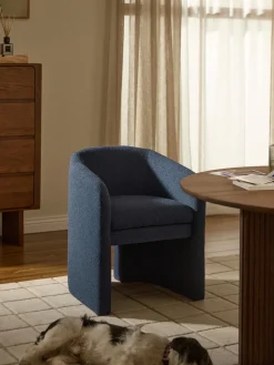 Sillas Con Reposabrazos|Sillas>Westwing Collection Sillón con reposabrazos en tejido bouclé Mairo Bouclé gris azulado