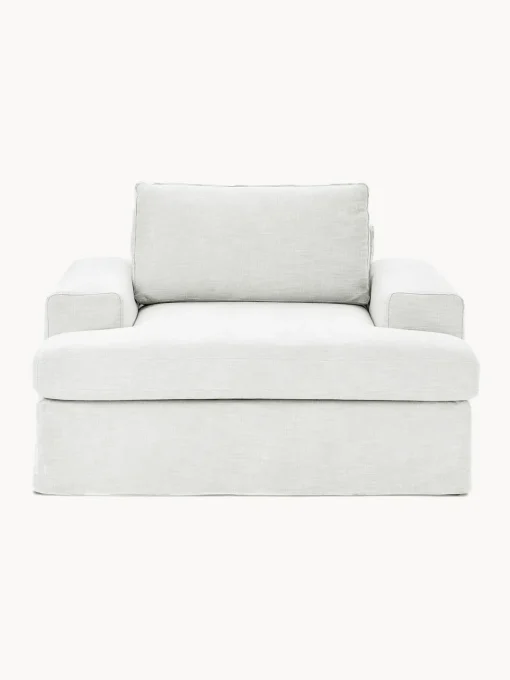 Butacas|Sillones>Westwing Collection Sillón con tapizado desenfundable Russell Tejido blanco Off White jaspeado