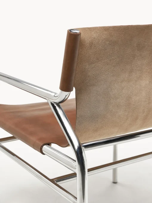 Sillones Pequeños|Sillones>Westwing Collection Sillón de cuero Dion Cuero marrón brillante, plateado