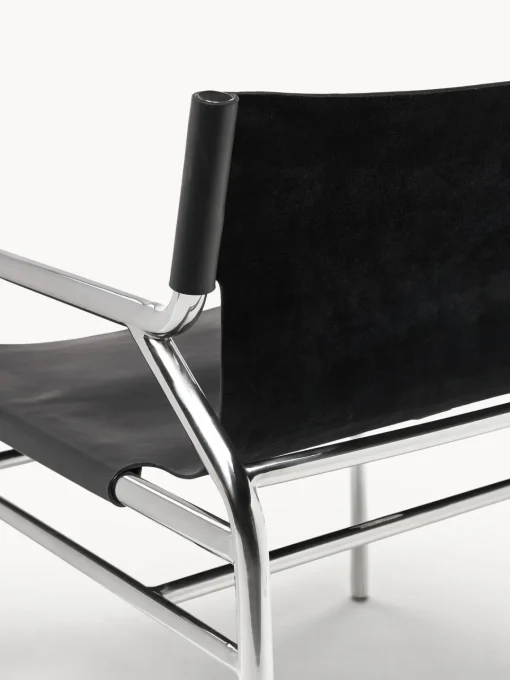 Sillones Pequeños|Sillones>Westwing Collection Sillón de cuero Dion Cuero negro brillante, plateado