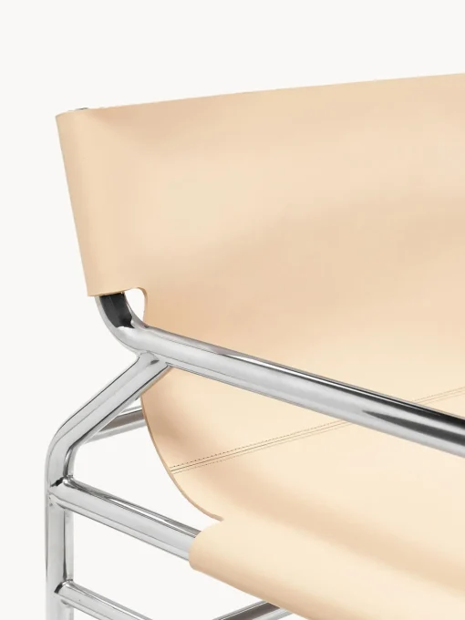 Sillones Pequeños|Sillones>Westwing Collection Sillón de cuero Dion Cuero beige claro brillante, plateado