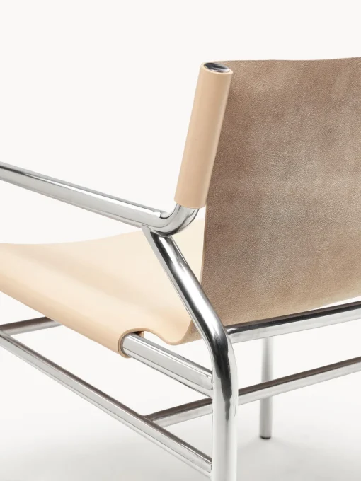 Sillones Pequeños|Sillones>Westwing Collection Sillón de cuero Dion Cuero beige claro brillante, plateado