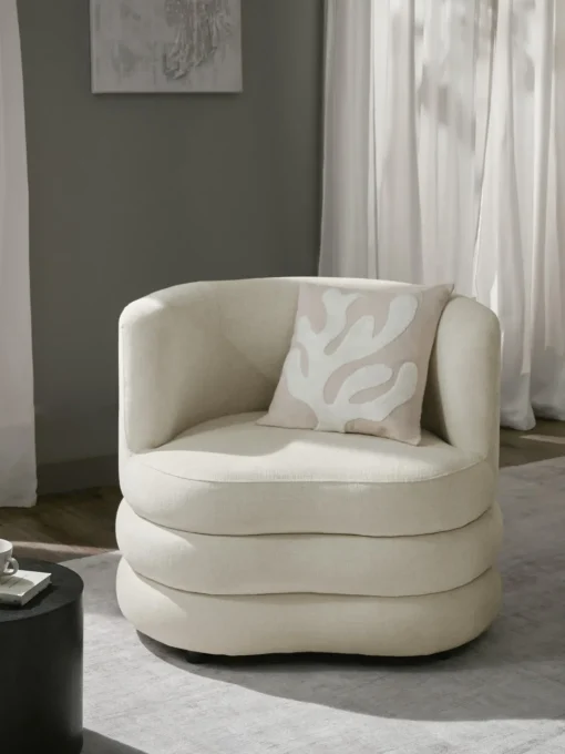 Butacas|Sillones>Westwing Collection Sillón de diseño Solomon Mezcla de lino blanco crema